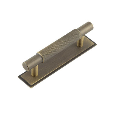 Frelan Hardware - Hoxton Taplow Cabinet Handles - Stepped Plate - Bar - 96mm; #finish_antique-brass