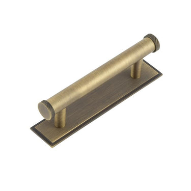 Frelan Hardware - Hoxton Thaxted Cabinet Handles - Stepped Plate - Bar - 96mm; #finish_antique-brass