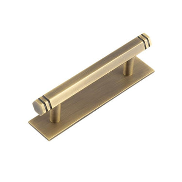 Frelan Hardware - Hoxton Nile Cabinet Handles - 96mm - Plain Plate; #finish_antique-brass