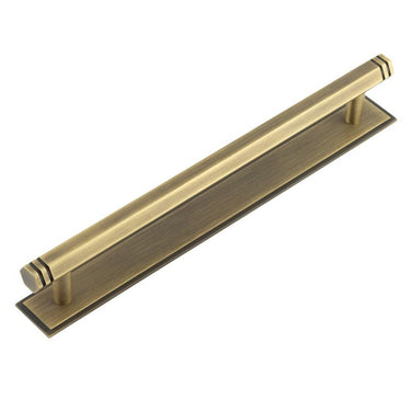 Frelan Hardware - Hoxton Nile Cabinet Handles - 224mm - Stepped Plate; #finish_antique-brass