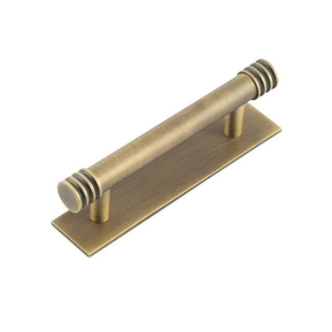 Frelan Hardware - Sturt Cabinet Handles - Plain Backplate - Bar - 96mm; #finish_antique-brass