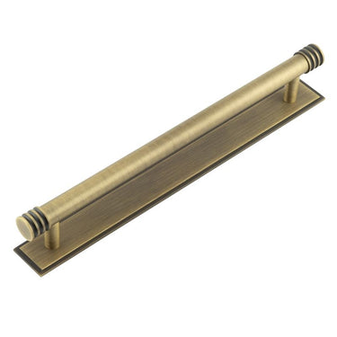 Frelan Hardware - Sturt Cabinet Handles - Stepped Backplate - Bar - 224mm; #finish_antique-brass