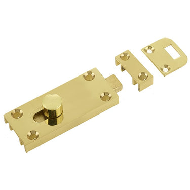 Frelan Hardware - Jedo Bathroom Slide Bolts - 63mm x 25mm; #finish_polished-brass