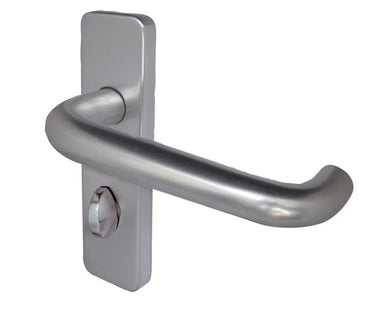 Frelan Hardware - Round Bar Aluminium Door Handles - Pair - Bathroom; #finish_satin-anodised-aluminium