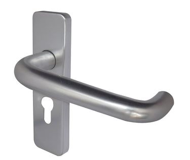 Frelan Hardware - Round Bar Aluminium Door Handles - Pair - Euro Lock; #finish_satin-anodised-aluminium