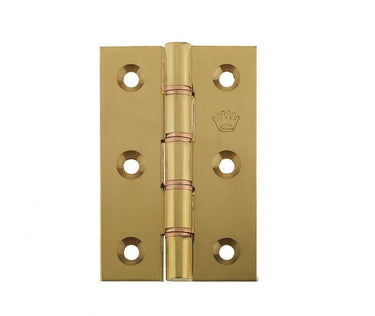 Frelan Hardware - Double Phosphor Bronze Washered Hinges - 76mm x 50mm; #finish_polished-brass