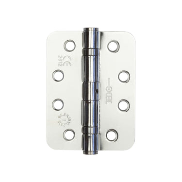 Frelan Hardware - Radiused Steel Ball Bearing Hinges - Grade 11 - 102mm x 76mm; #finish_polished-chrome