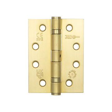 Frelan Hardware - Steel Ball Bearing Hinges - Grade 11 - 102mm x 76mm; #finish_satin-brass