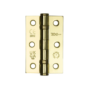 Frelan Hardware - Steel Ball Bearing Hinges - Grade 7 - 76mm x 50mm; #finish_polished-brass
