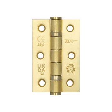Frelan Hardware - Steel Ball Bearing Hinges - Grade 7 - 76mm x 50mm; #finish_satin-brass