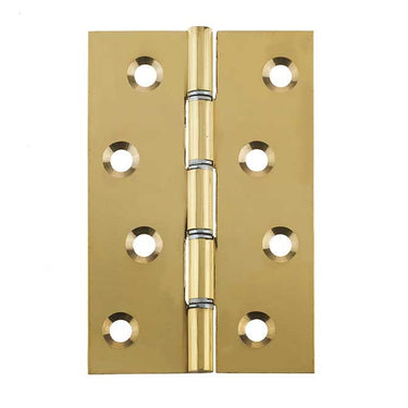 Frelan Hardware - Double Steel Washered Hinges - 102mm x 67mm; #finish_polished-brass
