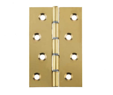 Frelan Hardware - Double Steel Washered Hinges - 102mm x 67mm; #finish_polished-brass