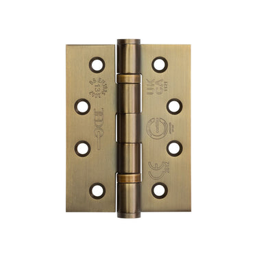 Frelan Hardware - Certifire Stainless Steel Ball Bearing Hinges - Grade 13 - 102mm x 76mm; #finish_antique-brass