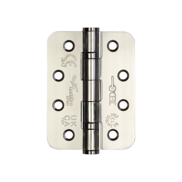 Frelan Hardware - Certifire Stainless Steel Ball Bearing Hinges - Radiused - 102mm x 76mm; #finish_polished-stainless-steel