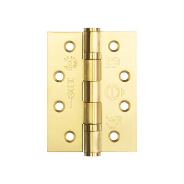 Frelan Hardware - Certifire Stainless Steel Ball Bearing Hinges - Grade 13 - 102mm x 76mm; #finish_satin-brass