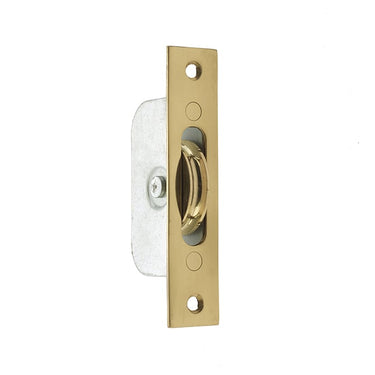 Frelan Hardware - Jedo Sash Roller with Rectangular Plate - 118mm x 26mm; #finish_polished-brass