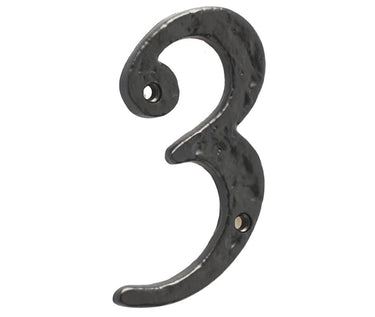 Frelan Hardware - Antique Door Numerals - 3; #finish_black