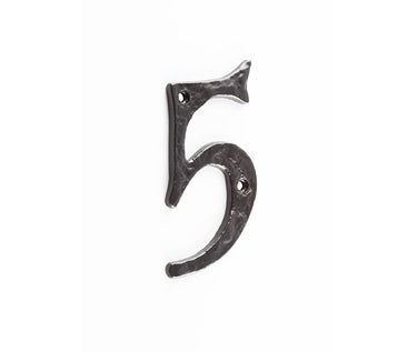 Frelan Hardware - Antique Door Numerals - 5; #finish_black