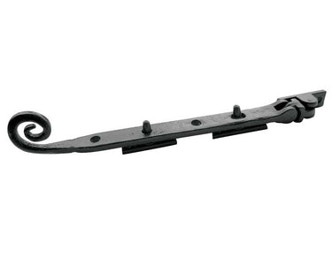 Frelan Hardware - Antique Range Curly Tail Casement Stays - 200mm; #finish_black