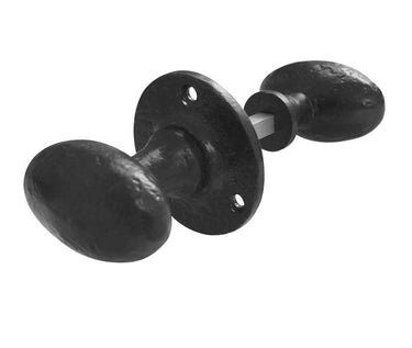 Frelan Hardware - Antique Rim Door Knobs - Oval - Pair; #finish_black