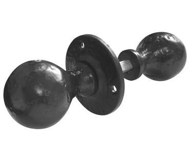 Frelan Hardware - Antique Rim Door Knobs - Round - Pair; #finish_black