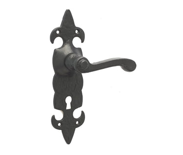 Frelan Hardware - Fleur De Lys Suite Door Handles - Pair - Lock; #finish_black