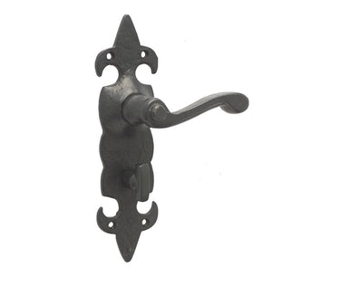 Frelan Hardware - Fleur De Lys Suite Door Handles - Pair - Bathroom; #finish_black