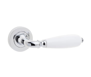 Frelan Hardware - Oxford Door Handles on Rose - Pair; #finish_polished-chrome--white