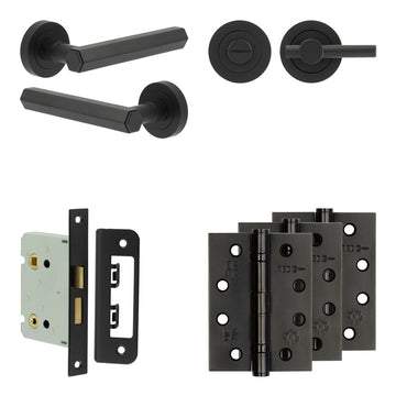 Frelan Hardware - Jedo Hex Door Pack - 57mm Backset - Plain Turn - 4" Hinge; #finish_black