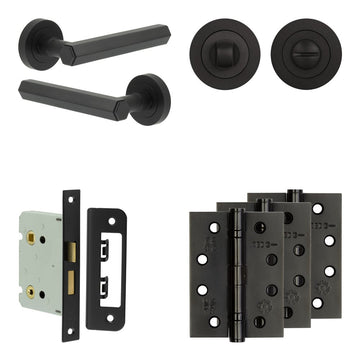 Frelan Hardware - Jedo Hex Door Pack - 57mm Backset - Traditional Turn - 4" Hinge; #finish_black