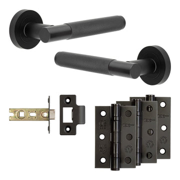 Frelan Hardware - Jedo Bari Door Pack - 44mm Backset - Latch - 3" Hinge; #finish_black
