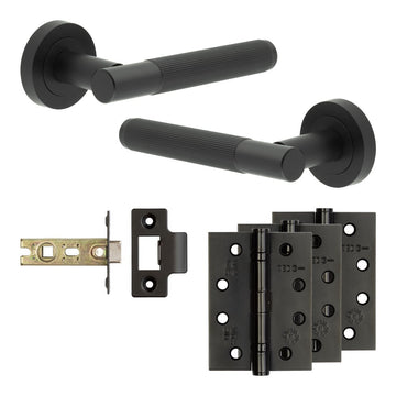 Frelan Hardware - Jedo Venice Door Pack - 44mm Backset - Latch - 4" Hinge; #finish_black