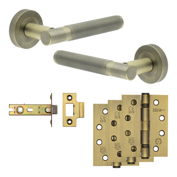 Frelan Hardware - Jedo Venice Door Pack - 57mm Backset - Latch - 4" Hinge; #finish_antique-brass