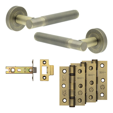 Frelan Hardware - Jedo Venice Door Pack - 57mm Backset - Latch - 3" Hinge; #finish_antique-brass
