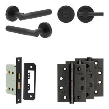 Frelan Hardware - Jedo Venice Door Pack - 44mm Backset - Plain Turn - 4" Hinge; #finish_black