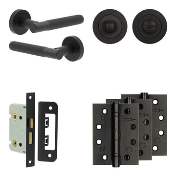 Frelan Hardware - Jedo Venice Door Pack - 44mm Backset - Traditional Turn - 4" Hinge; #finish_black