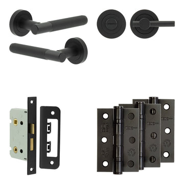 Frelan Hardware - Jedo Venice Door Pack - 44mm Backset - Plain Turn - 3" Hinge; #finish_black