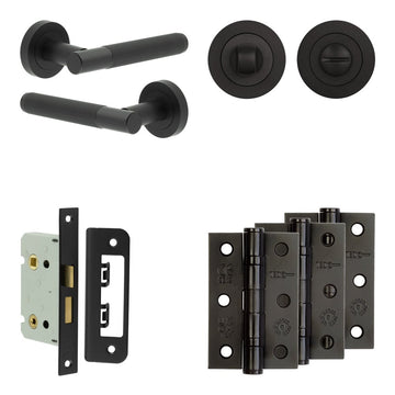 Frelan Hardware - Jedo Venice Door Pack - 44mm Backset - Traditional Turn - 3" Hinge; #finish_black
