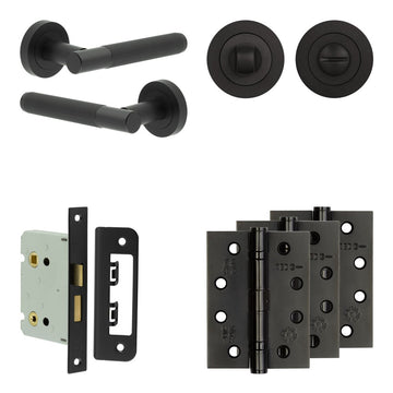 Frelan Hardware - Jedo Venice Door Pack - 57mm Backset - Traditional Turn - 4" Hinge; #finish_black