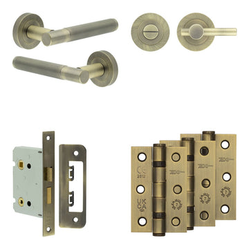 Frelan Hardware - Jedo Venice Door Pack - 57mm Backset - Plain Turn - 3" Hinge; #finish_antique-brass
