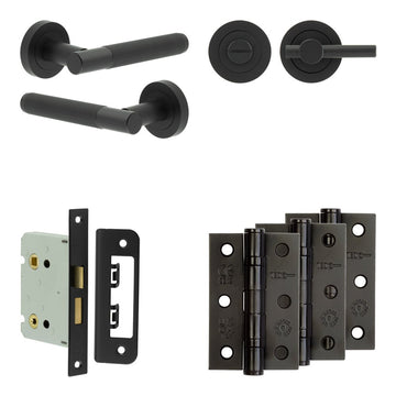 Frelan Hardware - Jedo Venice Door Pack - 57mm Backset - Plain Turn - 3" Hinge; #finish_black