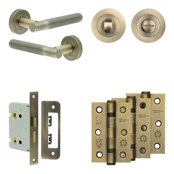 Frelan Hardware - Jedo Venice Door Pack - 57mm Backset - Traditional Turn - 3" Hinge; #finish_antique-brass
