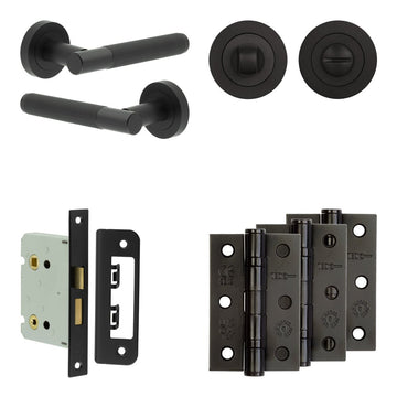Frelan Hardware - Jedo Venice Door Pack - 57mm Backset - Traditional Turn - 3" Hinge; #finish_black
