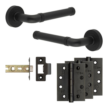 Frelan Hardware - Jedo Midtown Door Pack - 44mm Backset - Latch - 4" Hinge; #finish_black