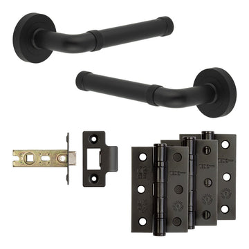Frelan Hardware - Jedo Midtown Door Pack - 44mm Backset - Latch - 3" Hinge; #finish_black