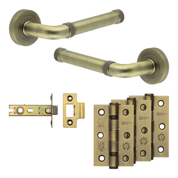 Frelan Hardware - Jedo Midtown Door Pack - 57mm Backset - Latch - 3" Hinge; #finish_antique-brass