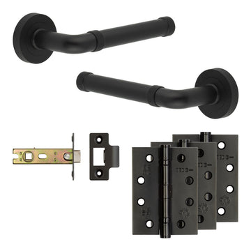Frelan Hardware - Jedo Midtown Door Pack - 57mm Backset - Latch - 4" Hinge; #finish_black