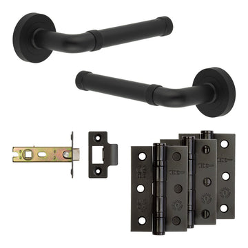 Frelan Hardware - Jedo Midtown Door Pack - 57mm Backset - Latch - 3" Hinge; #finish_black