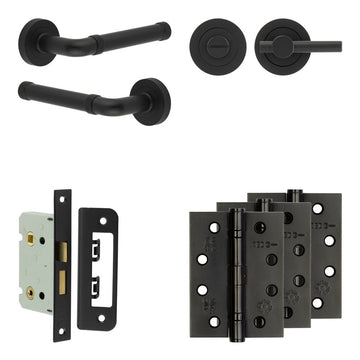 Frelan Hardware - Jedo Midtown Door Pack - 44mm Backset - Plain Turn - 4" Hinge; #finish_black