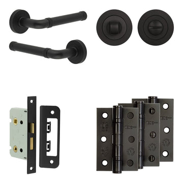 Frelan Hardware - Jedo Midtown Door Pack - 44mm Backset - Traditional Turn - 3" Hinge; #finish_black